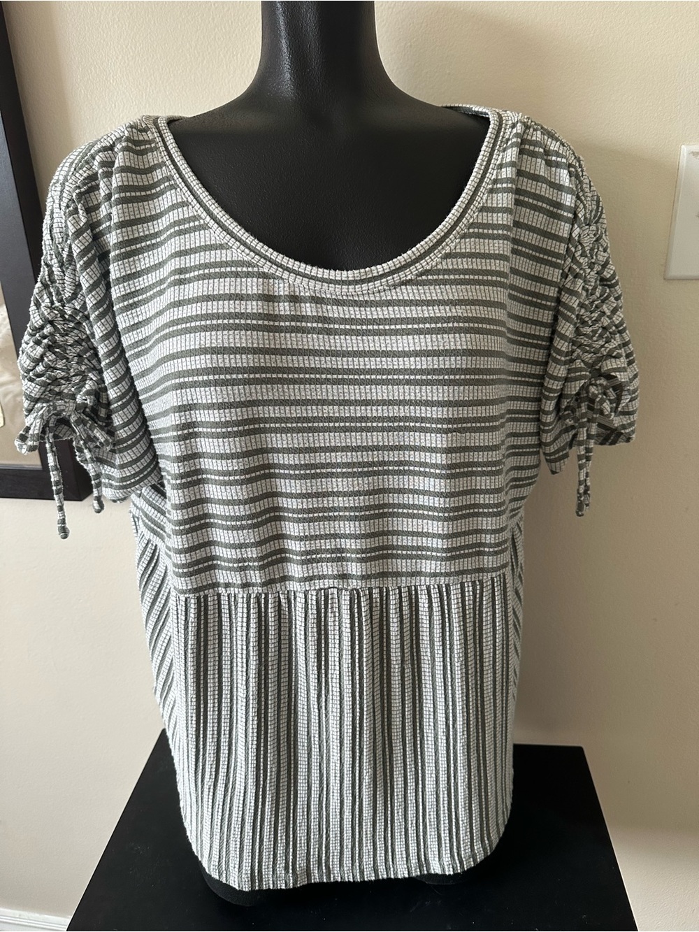 Buckle Daytrip Green and White Striped Blouse